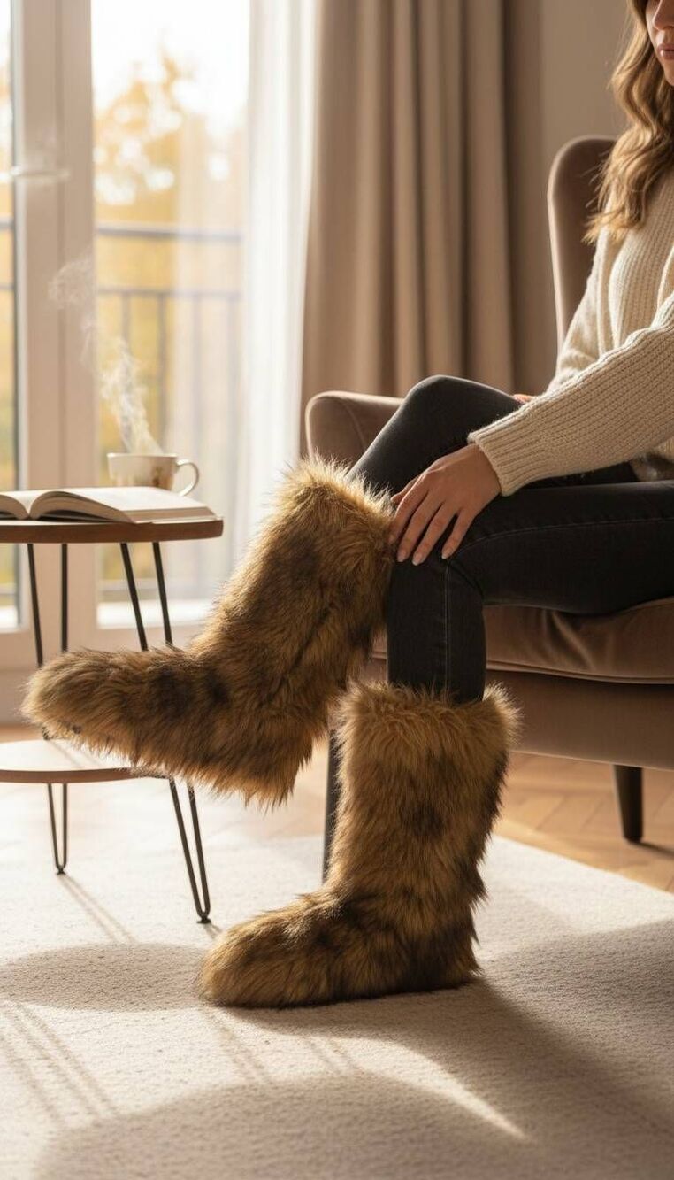 Faux fur boots